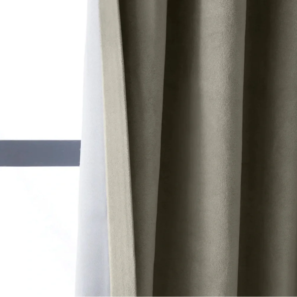 NWT QUINCE 48x84 Cotton Velvet Room Darkening Curtain Light Grey 3509